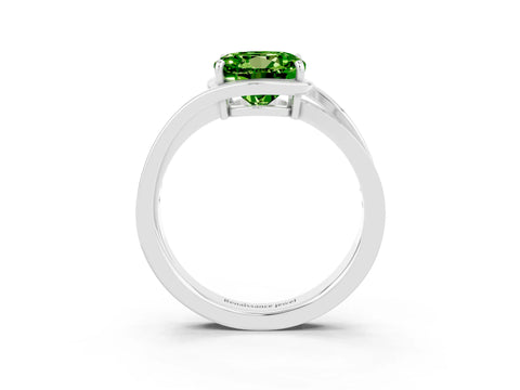 White gold Round Cut Peridot Solitaire Ring with Split Shank and Prong Setting_3