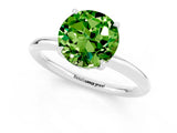 White gold Round Cut Peridot Solitaire Ring with Thin Band and Four-Prong Setting_13