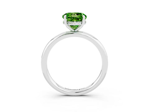 White gold Round Cut Peridot Solitaire Ring with Thin Band and Four-Prong Setting_15