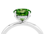 White gold Round Cut Peridot Solitaire Ring with Thin Band and Four-Prong Setting_16