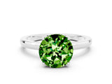 White gold Round Cut Peridot Solitaire Ring with Thin Band and Prong Setting_12