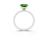 White gold Round Cut Peridot Solitaire Ring with Thin Band and Prong Setting_15