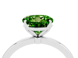 White gold Round Cut Peridot Solitaire Ring with Thin Band and Prong Setting_16
