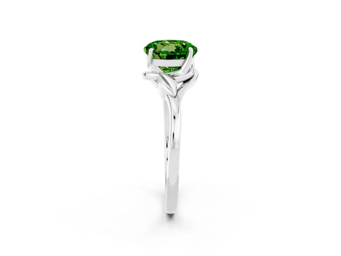 White gold Round Cut Peridot Solitaire Ring with Twist Band and Four-Prong Setting_38