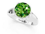 White gold Round Cut Peridot Solitaire Ring with Wide Band and Prong Setting_1