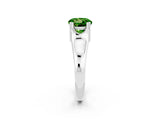 White gold Round Cut Peridot Solitaire Ring with Wide Band and Prong Setting_2