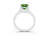 White gold Round Cut Peridot Solitaire Ring with Wide Band and Prong Setting_3