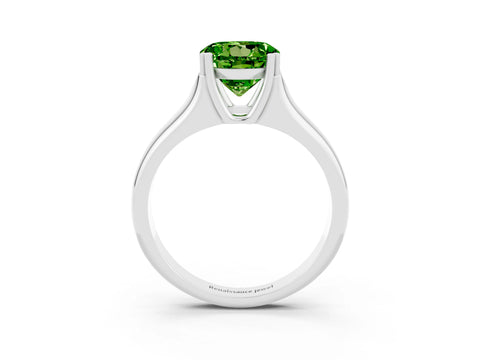 White gold Round Cut Peridot Solitaire Ring with Wide Band and Prong Setting_3