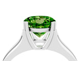 White gold Round Cut Peridot Solitaire Ring with Wide Band and Prong Setting_4
