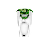 White gold Round Cut Peridot Solitaire Ring with Wide Band and Prong Setting_5