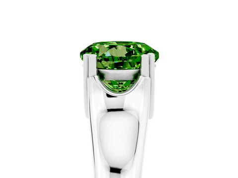 White gold Round Cut Peridot Solitaire Ring with Wide Band and Prong Setting_5