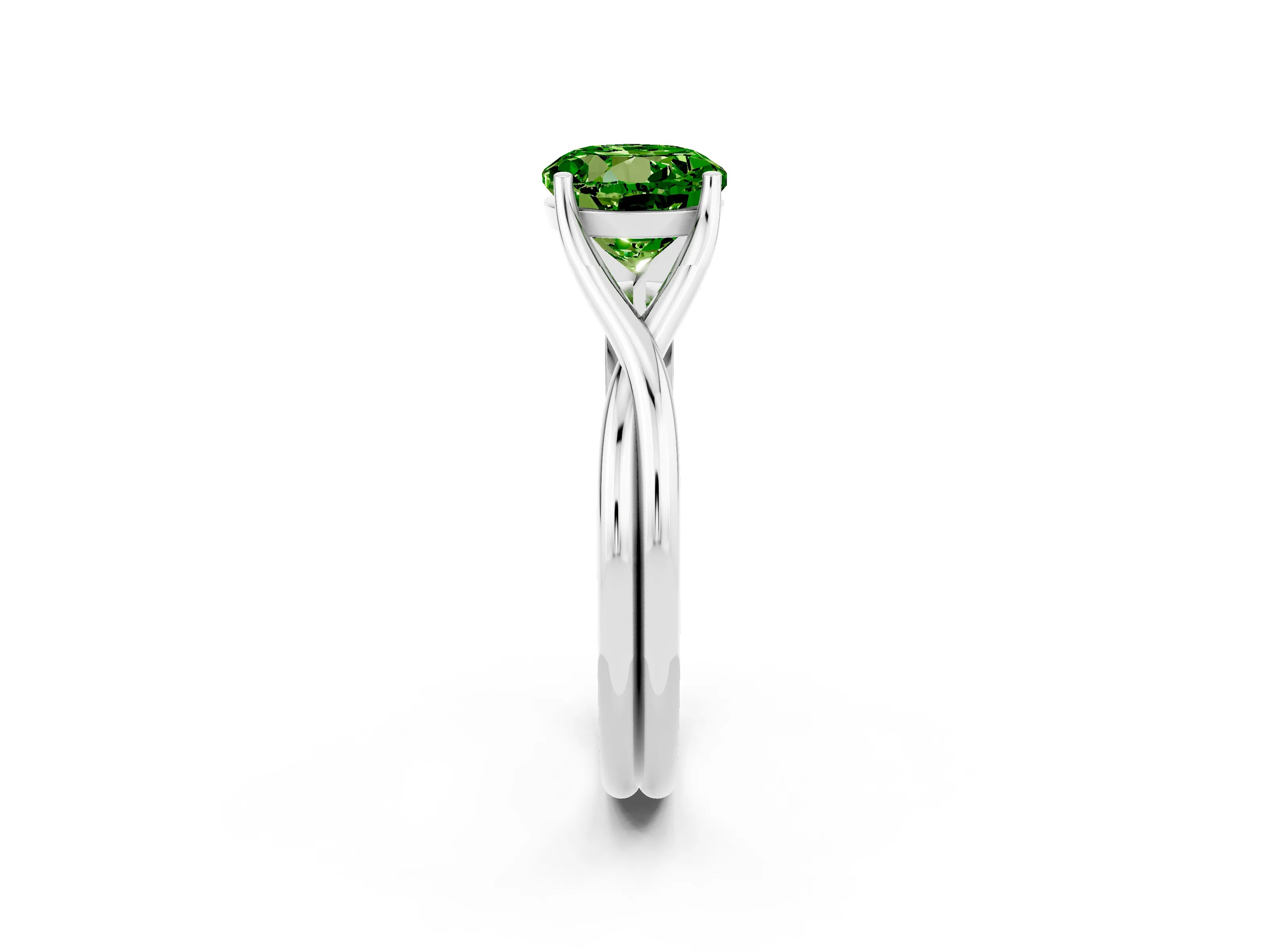 White gold Round Cut Peridot Solitaire Twist Band Prong Setting Ring_38
