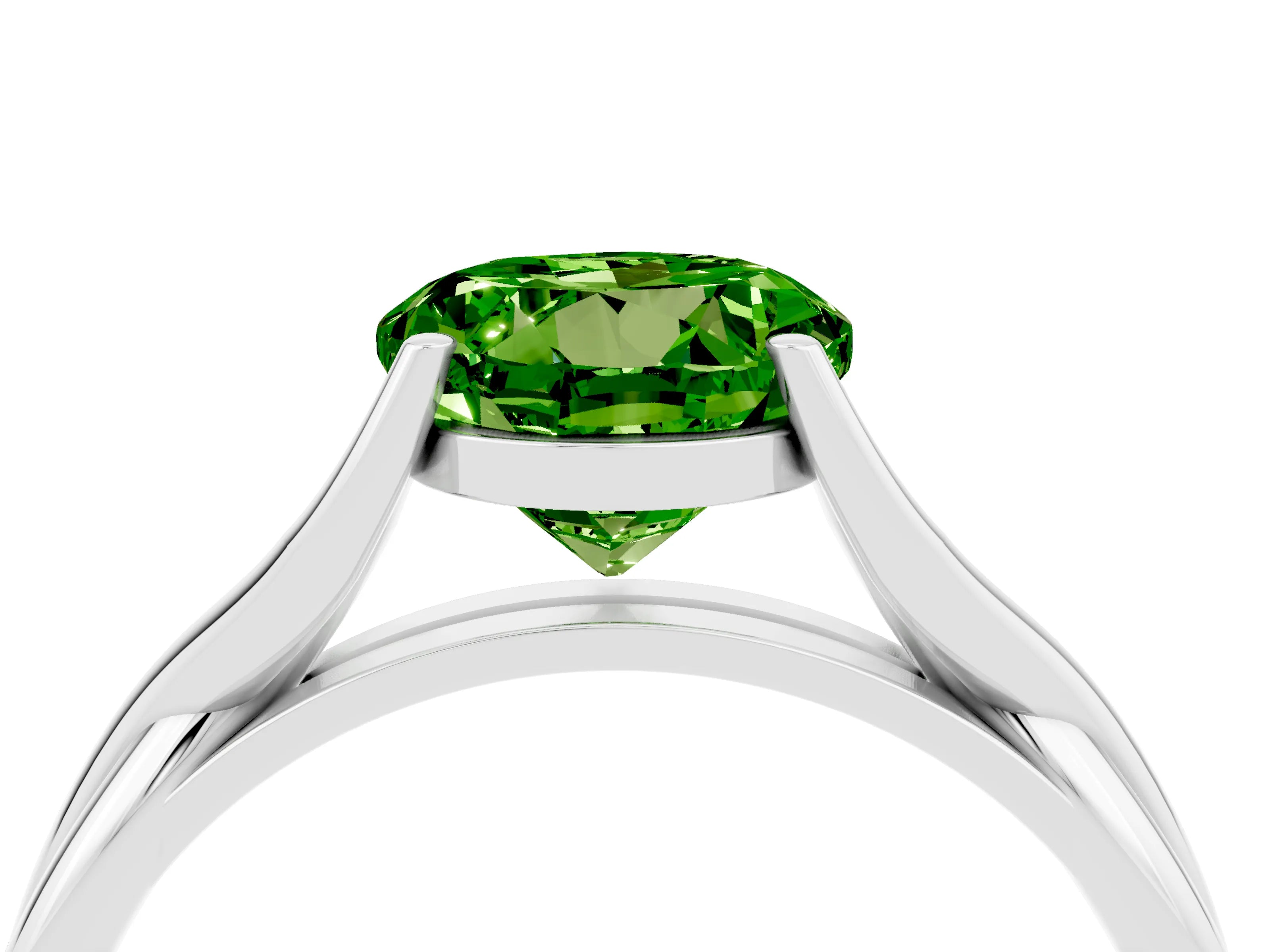 White gold Round Cut Peridot Solitaire Twist Band Prong Setting Ring_40