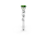 White gold Round Cut Peridot Solitaire Twisted Band with Round  Accents and Prong Setting_14