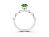 White gold Round Cut Peridot Solitaire Twisted Band with Round  Accents and Prong Setting_15