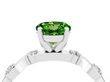 White gold Round Cut Peridot Solitaire Twisted Band with Round  Accents and Prong Setting_16