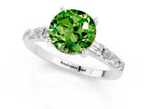 White gold Round Cut Peridot Solitaire with Side Baguettes and Channel Set Band_1