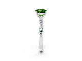 White gold Round Cut Peridot Solitaire with Side Baguettes and Channel Set Band_2