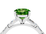 White gold Round Cut Peridot Solitaire with Side Baguettes and Channel Set Band_4