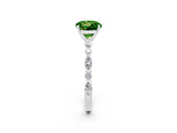 White gold Round Cut Peridot Solitaire with Side Stones on a Pavé Band and Four-Prong Setting_2