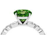 White gold Round Cut Peridot Solitaire with Side Stones on a Pavé Band and Four-Prong Setting_4