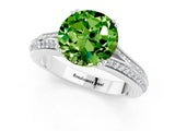 White gold Round Cut Peridot Split Shank Engagement Ring with Pavé Band_1