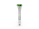 White gold Round Cut Peridot Split Shank Engagement Ring with Pavé Band_2