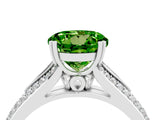 White gold Round Cut Peridot Split Shank Engagement Ring with Pavé Band_4