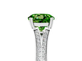 White gold Round Cut Peridot Split Shank Engagement Ring with Pavé Band_5