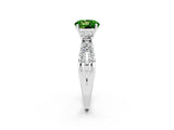 White gold Round Cut Peridot Three-Stone Ring with Pavé Split Shank and Four-Prong Setting_2