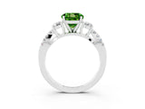 White gold Round Cut Peridot Three-Stone Ring with Pavé Split Shank and Four-Prong Setting_3