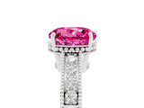 White gold Round Cut Pink Sapphire Engagement Ring with Milgrain Channel Set Band and Prong Setting_29