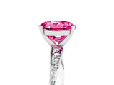 White gold Round Cut Pink Sapphire Engagement Ring with Side Stone Accents and Four-Prong Setting_56