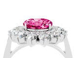 White gold Round Cut Pink Sapphire Floral Double Halo Engagement Ring with Prong Setting_40