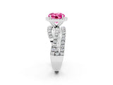 White gold Round Cut Pink Sapphire Halo Ring with Round Split Shank and Prong Setting_62