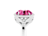 White gold Round Cut Pink Sapphire Halo Ring with Tapered Band and Four-Prong Setting_5