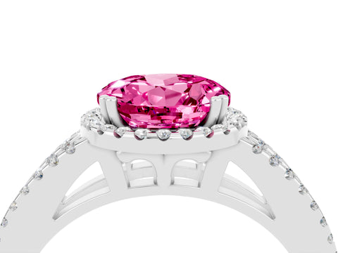White gold Round Cut Pink Sapphire Halo Split Shank Engagement Ring_34