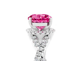 White gold Round Cut Pink Sapphire Halo Twist Band Solitaire Prong Setting Ring_29
