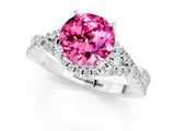 White gold Round Cut Pink Sapphire  Halo Twist Band Solitaire Prong Setting Ring_55