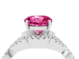 White gold Round Cut Pink Sapphire  Halo Twist Band Solitaire Prong Setting Ring_58
