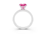 White gold Round Cut Pink Sapphire Milgrain Pavé Engagement Ring with Four-Prong Setting_27