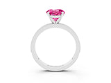 White gold Round Cut Pink Sapphire Milgrain Pavé Engagement Ring with Four-Prong Setting_33