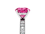 White gold Round Cut Pink Sapphire Milgrain Pavé Engagement Ring with Four-Prong Setting_35