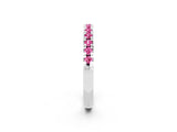 White gold Round Cut Pink Sapphire Pavé Set Thin Band_2