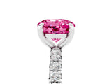 White gold Round Cut Pink Sapphire Pavé Solitaire Ring with Round Band and Prong Setting_17
