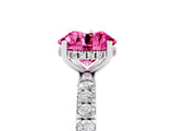White gold Round Cut Pink Sapphire Pave Band Solitaire Ring with Four-Prong Setting_17