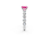 White gold Round Cut Pink Sapphire Prong Setting with Side Stones on a Pave Band_26