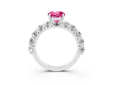 White gold Round Cut Pink Sapphire Prong Setting with Side Stones on a Pave Band_27