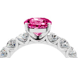 White gold Round Cut Pink Sapphire Prong Setting with Side Stones on a Pave Band_28
