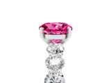 White gold Round Cut Pink Sapphire Prong Setting with Side Stones on a Pave Band_29